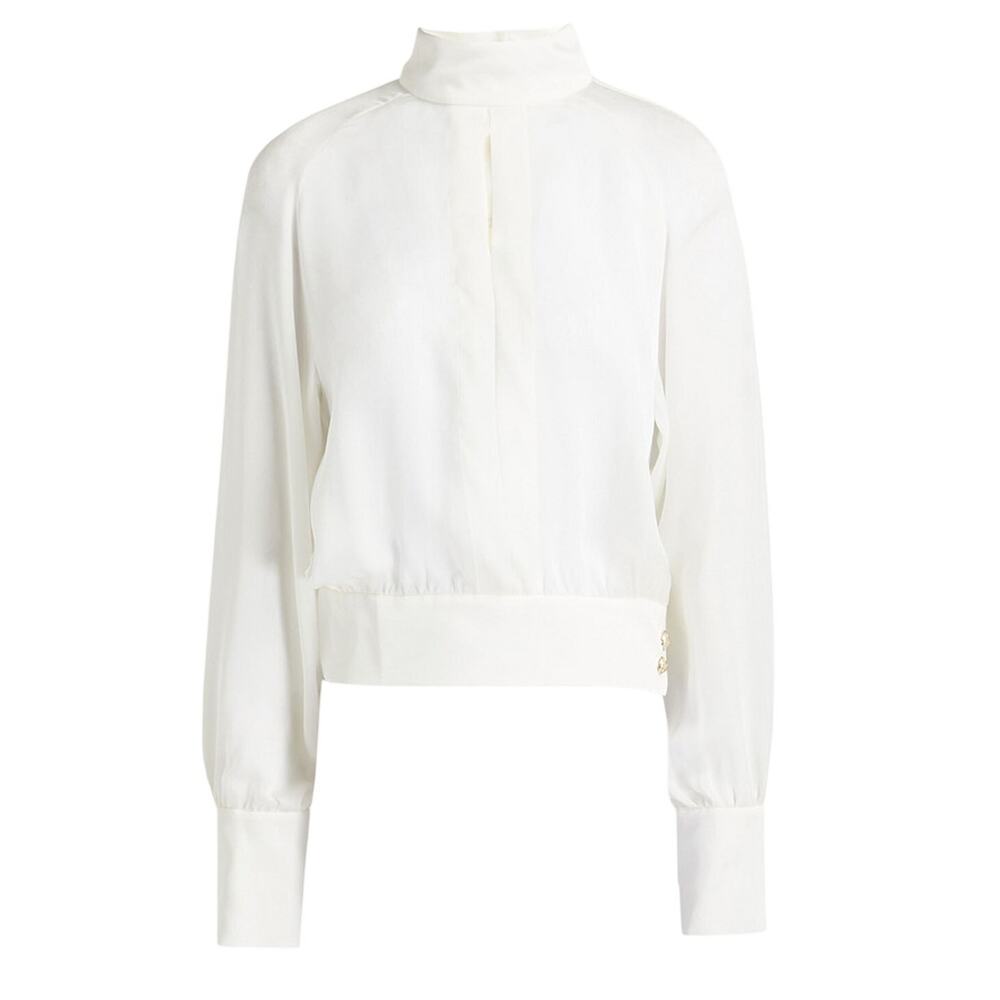 Balmain Chic White Crepe De Chine Blouse Size FR 36 / US 4